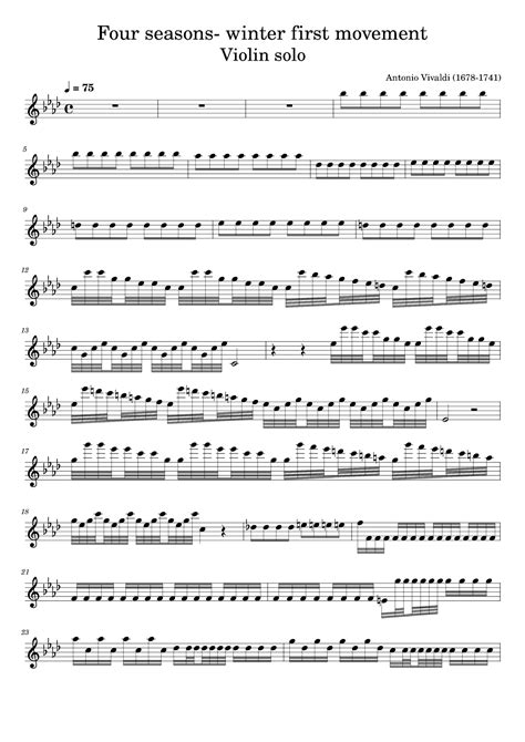 Four Seasons Winter First Movement Violin Solo Arr Poon By Antonio