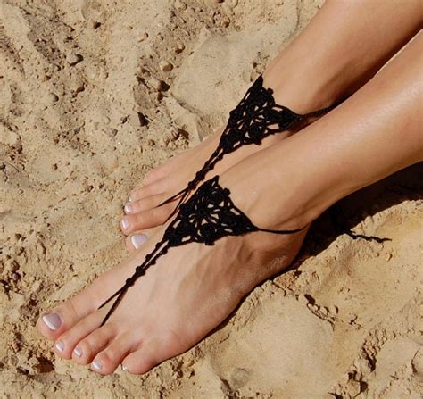 Crochet Barefoot Sandals Beach Wedding Bridal Nude Shoes Etsy