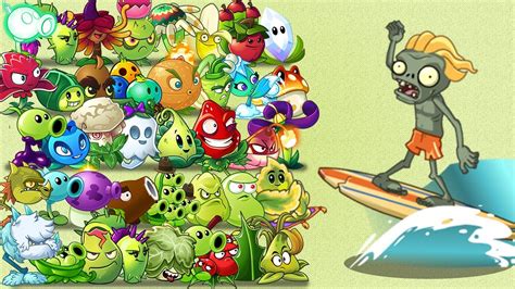 Pvz 2 Challenge 45 Plants Level 1 Vs 40 Surfer Zombies Who Is Best Plant Youtube