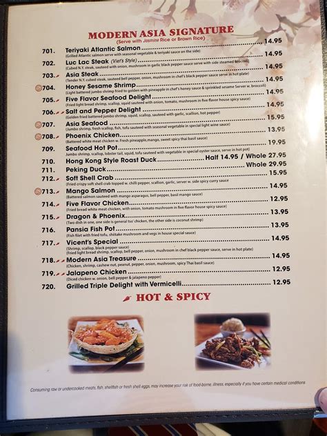 Menu at Modern Asia pub & bar, Frederick