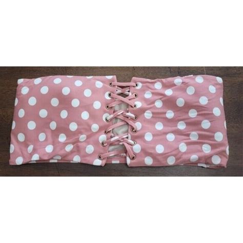 Pilyq Swim Nwt Pilyq D Cup Polka Dot Lace Up Strapless Bandeau Bikini Swim Top Poshmark
