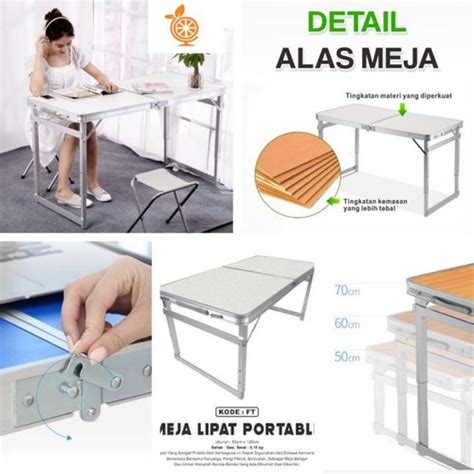 Jual Meja Lipat Koper Hpl Alumunium Portable Kapasitas 100Kg Kuat Kokoh