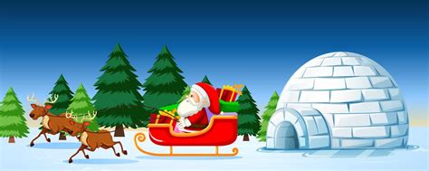 Santa on sleigh scene 299126 Vector Art at Vecteezy