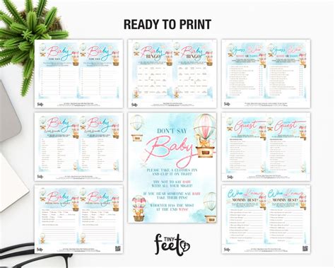 Hot Air Balloon Gender Reveal Baby Shower Games Bundle Etsy