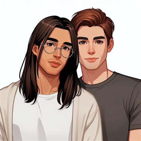 Affectionate Gay Couple Hispanic Man Taller Caucasian Partner AI Art Generator Easy Peasy AI