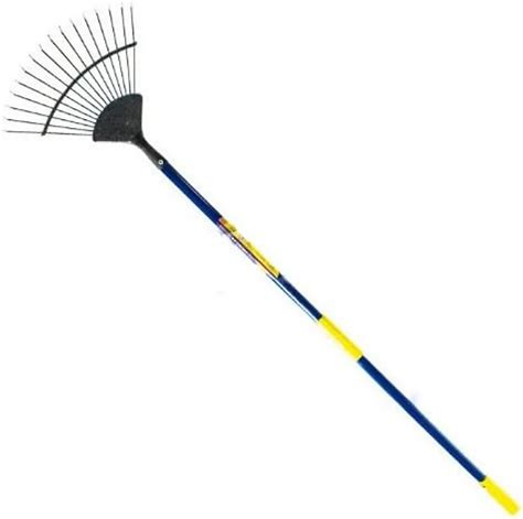 New Garden Lawn Rake 16 Tooth Carbon Steel With Handle Outdoor