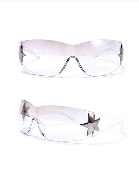 Y2k Shield Rimless Sunglasses White Artofit