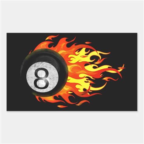 Flaming 8 Ball Rectangular Sticker