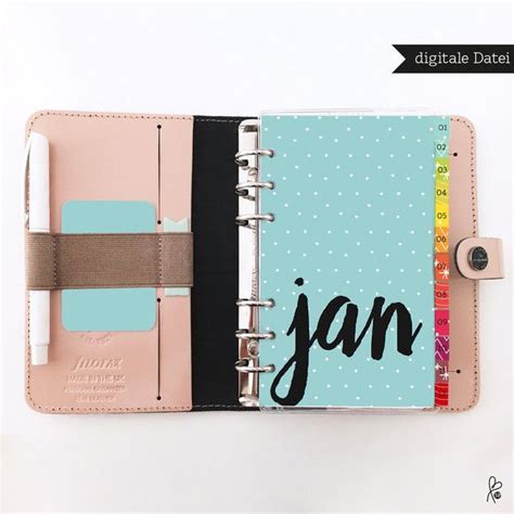 Taschenkalender Monatstrenner Filofax Personal Printable Ein