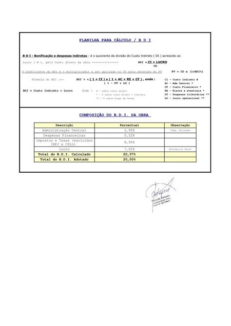 Pdf Planilha Para C Lculo B D I Tribunal Regional Do Pdf