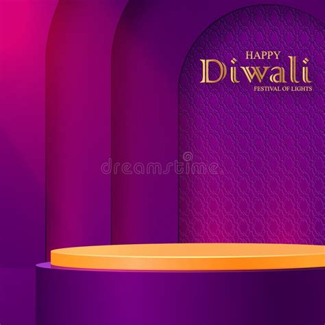 Diwali O Deepavali D Podium Round Stage Estilo Para El Festival Indio