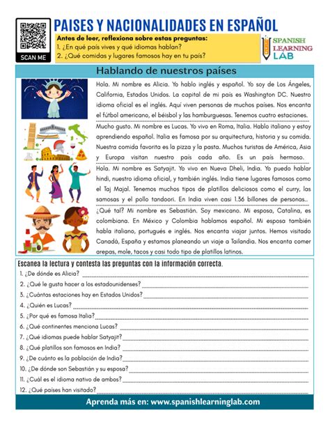 Countries And Nationalities In Spanish Pdf Reading Worksheet Spanish Reading Spanish