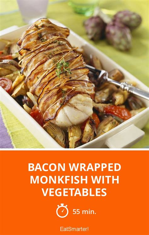 Bacon Wrapped Monkfish With Vegetables Recipe Eat Smarter Usa