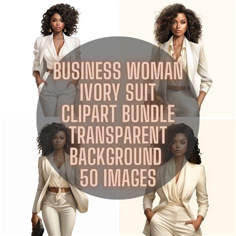 Black Business Women Clipart Bundle, Ivory Color Business Suit, Female ...