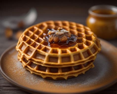 Premium AI Image A Stack Of Waffles With Syrup On Top Of Them