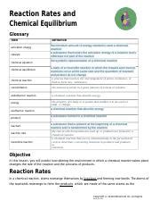 Guided Notes Reaction Rates And Chemical Equilibrium Docx Reaction