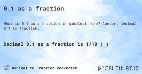 0.1 as a fraction - Calculatio