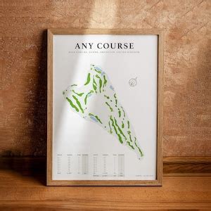 Personalised Golf Course Map Illustration Print Golf Course Minimal ...