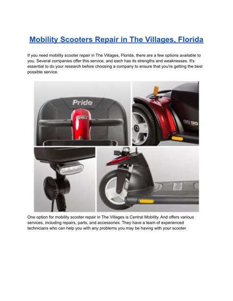 Ppt Mobility Scooters Repair In The Villages Florida Powerpoint