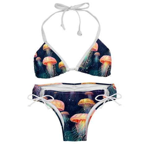 Jellyfish Stylish Bikini Set With Detachable Sponge And Adjustable Strap Two Pack Swim Suits