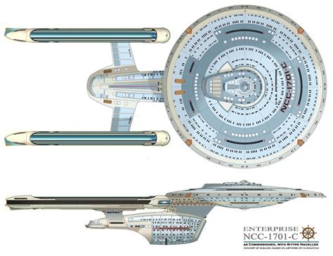 Dorsal and Starboard Schematic of U.S.S. Enterprise NCC-1701 C Star ...