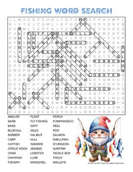 Fishing Word Search By Jennifer Olson Educational Resources Tpt