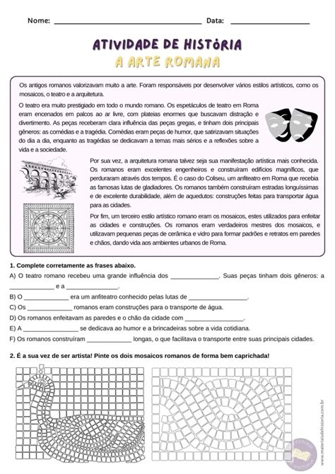 Atividades Sobre Roma Antiga Prontas Para Imprimir 6º Ano