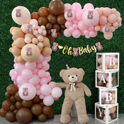 Teddy Bear Baby Shower Decorations For Girl Pink Balloons Garland