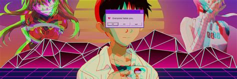 1200x400 Neon Genesis Evangelion Vaporwave 1200x400 Resolution