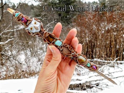 Wand Owl Wand Crystal Wand With Owl Totem Snowy Owl Crystal Etsy