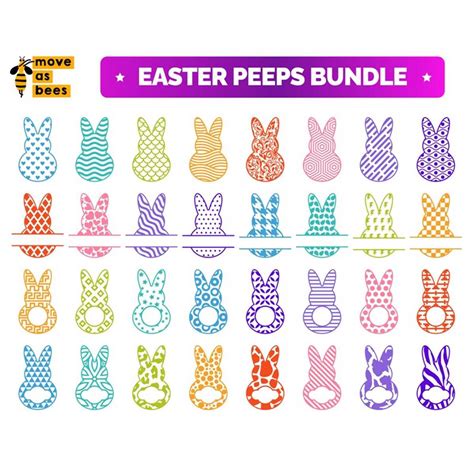 Peeps Svg Easter Peeps Svg Bundle Split Bunny Svg Png Ba Inspire