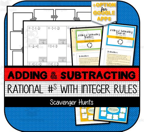 Adding Subtracting Rational Numbers With Integer Rules SCAVENGER