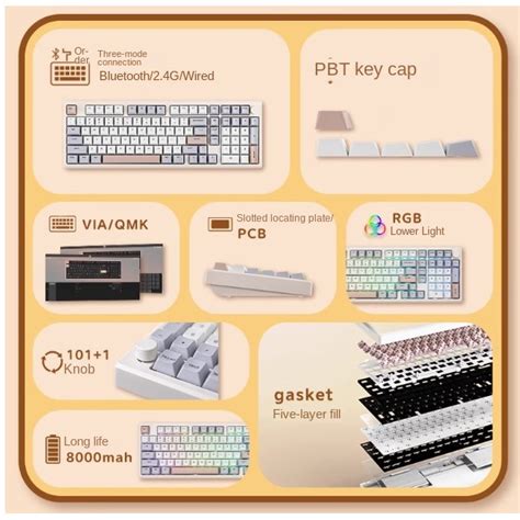 Epomaker Galaxy Three Mode Wireless Bluetooth Aluminum Hot Swappable Keyboard Shopee