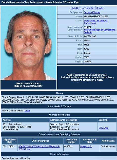 Registered Sex Offenders In Cocoa Beach Must Register With Sheriffs Office