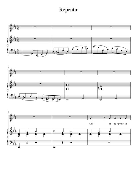 Repentir Sheet Music For Piano Vocals Piano Voice