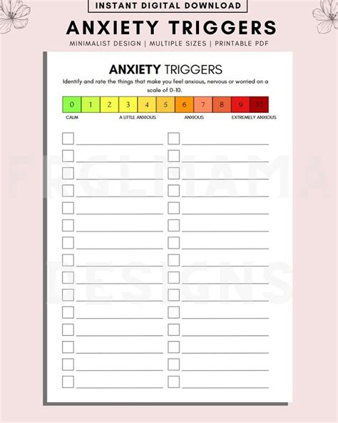 Anxiety Triggers Printable Anxiety Worksheets Therapy Tools Therapy