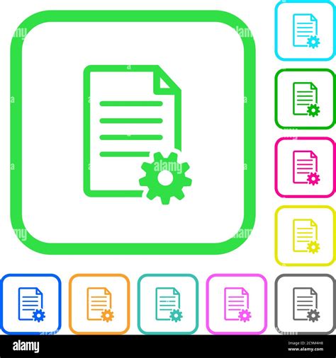 Document Setup Vivid Colored Flat Icons In Curved Borders On White