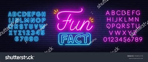 Fun Fact Neon Sign On Brick Stock Vector Royalty Free