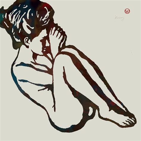 Nude Pop Stylised Etching Art Poster Drawing By Kim Wang Fine Art