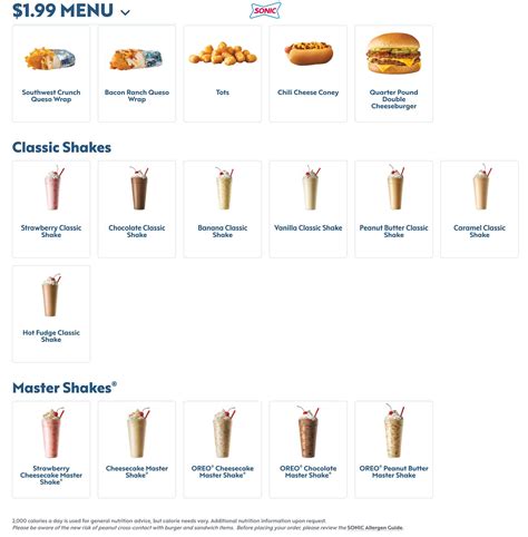 Various $2 menu items at Sonic Drive-In restaurants #sonicdrivein - The