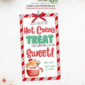 Hot Cocoa Christmas Gift Tag Hot Chocolate Mix Christmas Treat Tag Hot Chocolate Favors Tag