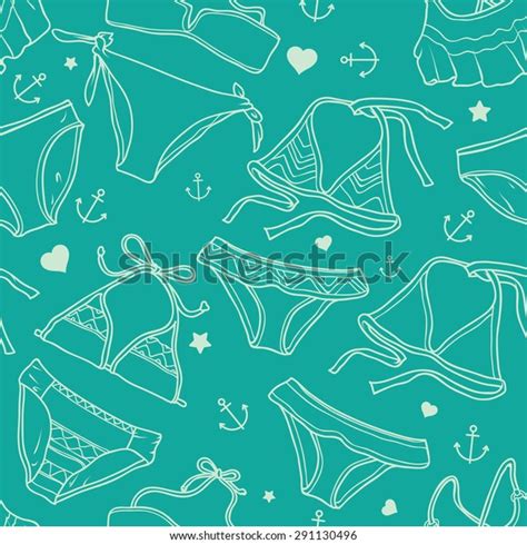 Bikini Beach Seamless Vector Pattern Illustration Stock Vector Royalty Free