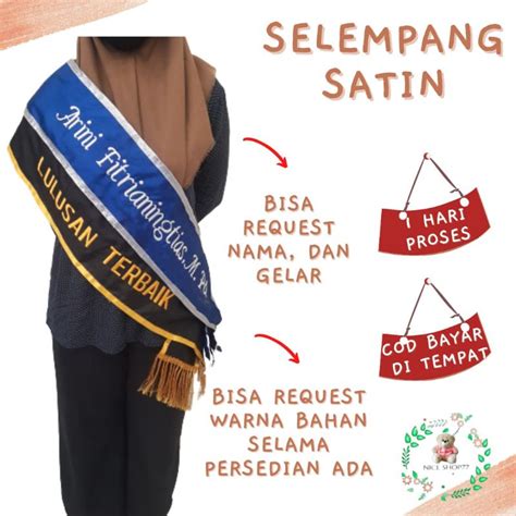 jual selempang nama bahan satin shopee indonesia