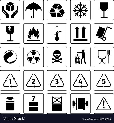 packaging symbols set royalty  vector image