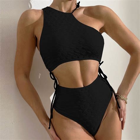 Tponi Sexy One Piece Swimsuit For Women One Piece Elastic Black Plus