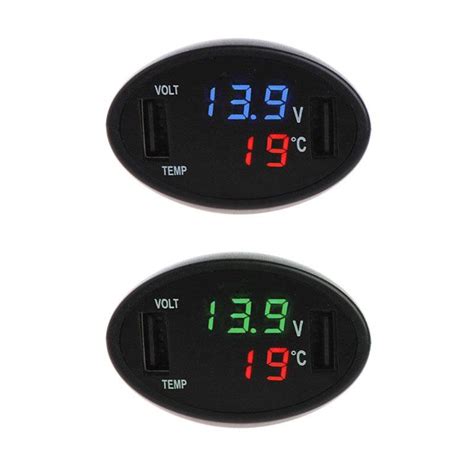 Buy Car Digital LED Thermometer Voltmeter Auto Dual USB Charger Battery