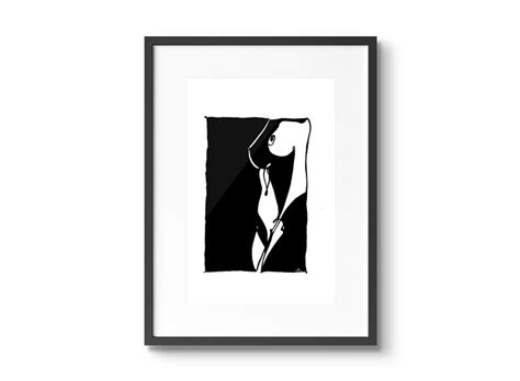 Black And White Naked Woman Abstract Nude Woman Figure Line Illustration Nude Line Drawing