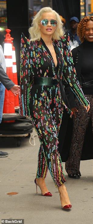 Rita Ora Flashes Her Lingerie From Beneath Dazzling Sheer Jumpsuit Daily Mail Online