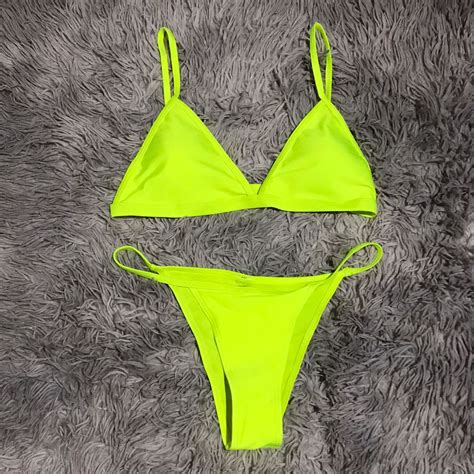 Neon Green Bikini Swimsuit On Carousell