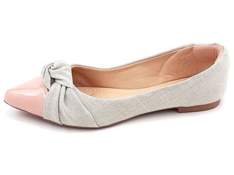 Sapatilha Feminina Vz Nude Melange Laço Bico Fino CECI Calçados Atacado de Calçados